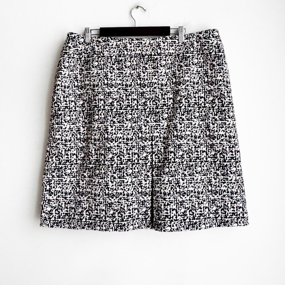 Talbots Micro Geometric Print Black White Pink Skirt 18W